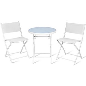3 pc Patio Folding Bistro Set for Balcony or Outdoor Space