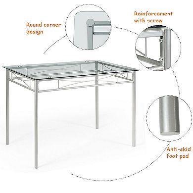 5 Pieces Dining Set Glass Table and 4 Chairs