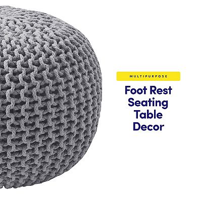 Sweet Home Round Knitted Pouf Ottoman