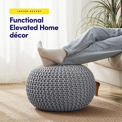 Sweet Home Round Knitted Pouf Ottoman