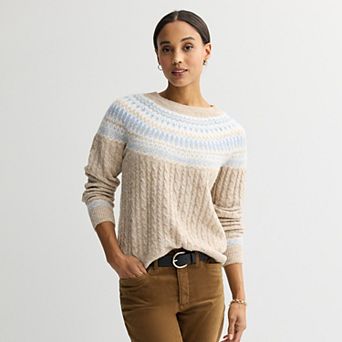 Women's Croft & Barrow® Diamond Fairisle Cable Sweater