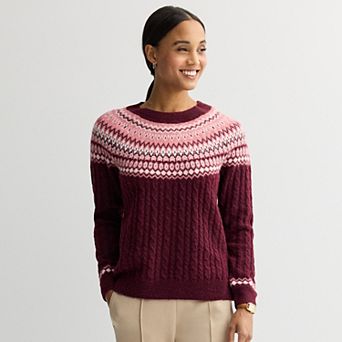 Women's Croft & Barrow® Diamond Fairisle Cable Sweater