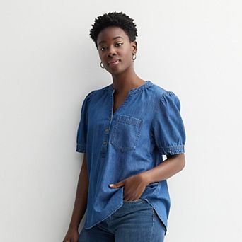 Women's Sonoma Goods For Life® Denim Puff Sleeve Shirt