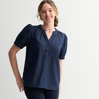 Women's Sonoma Goods For Life® Denim Puff Sleeve Shirt
