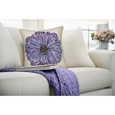 Liora Manne Marina Purple Flower Indoor/Outdoor Throw Pillow