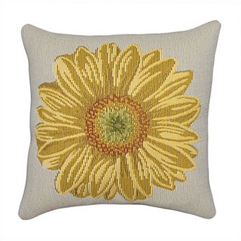 Liora Manne Marina Yellow Flower Indoor/Outdoor Throw Pillow