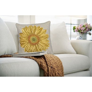 Liora Manne Marina Yellow Flower Indoor/Outdoor Throw Pillow