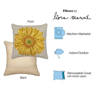 Liora Manne Marina Yellow Flower Indoor/Outdoor Throw Pillow