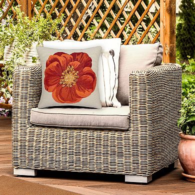 Liora Manne Marina Red Flower Indoor/Outdoor Throw Pillow