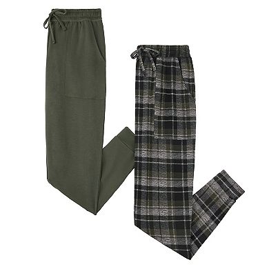 Mens Cuddl Duds® 2-Pack Banded Bottom French Terry Pajama Pants Set
