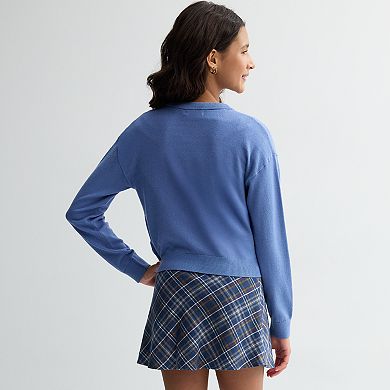 Girls 7-16 Mini Society 3-Piece Button Cardigan, T-Shirt & Skirt Set