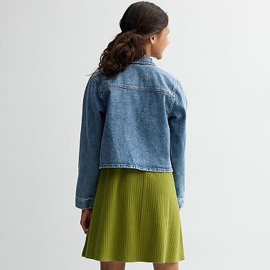 Girls 7-16 Mini Society 2-pc. Fringe Denim Jacket & Dress Set