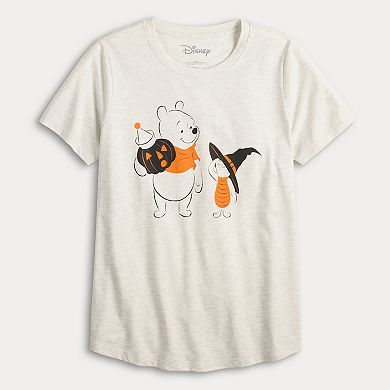 Disney's Winnie The Pooh And Piglet Pumpkin And Witch Hat Halloween Women's Graphic Tee