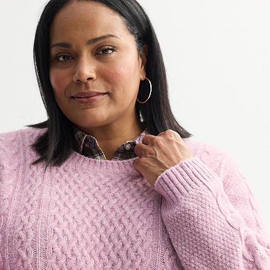 Plus Size Croft & Barrow® Raglan Sleeve Ringer Fairisle Sweater