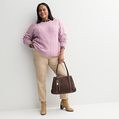 Plus Size Croft & Barrow® Raglan Sleeve Ringer Fairisle Sweater
