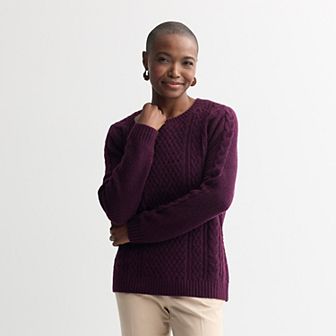 Petite Croft & Barrow® Raglan Sleeve Ringer Fairisle Sweater