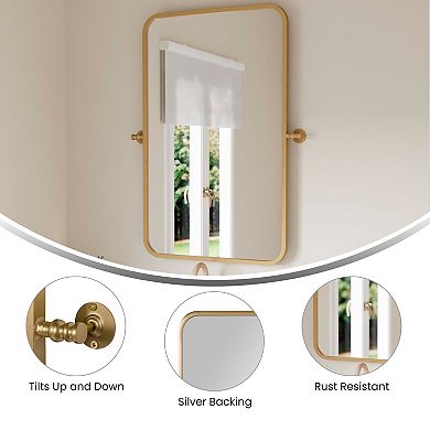 Emma and Oliver Pivot Wall Mirror with Metal Frame, Silver Backed Glass