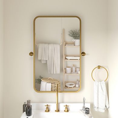 Emma and Oliver Pivot Wall Mirror with Metal Frame, Silver Backed Glass