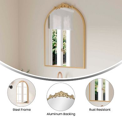 Emma and Oliver Arched Wall Mirror with Metal Frame and Aluminum Backed Glass
