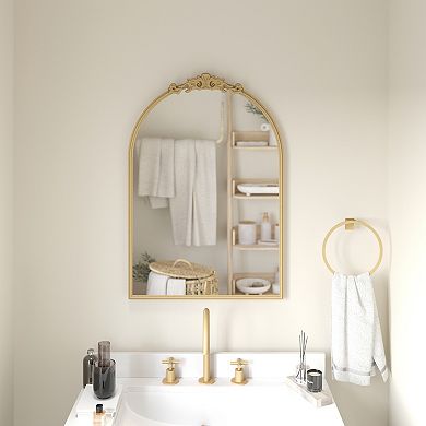Emma and Oliver Arched Wall Mirror with Metal Frame and Aluminum Backed Glass