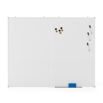Emma And Oliver 60" x 48" Magnetic Dry Erase Board For Wall With Tray And Aluminum Frame