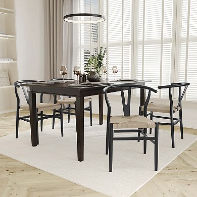 Emma and Oliver 2PK Wooden Y-Back Style Stack Dining Chair w/ Kraft Paper Seat