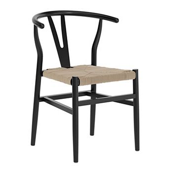 Emma and Oliver Wooden Y-Back Style Stack Dining Chair w/ Kraft Paper Seat