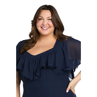 Plus Size R&M Richards Tea Length Capelet & Shirred Skirt Dress