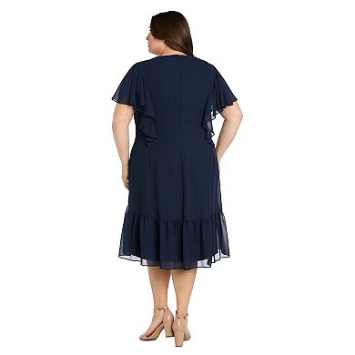 Plus Size R&M Richards Tea Length Capelet & Shirred Skirt Dress