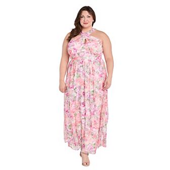 Plus Size R&M Richards Criss Cross Halter Maxi Dress