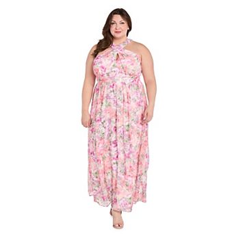 Plus Size R&M Richards Criss Cross Halter Maxi Dress