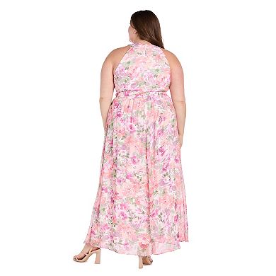 Plus Size R&M Richards Criss Cross Halter Maxi Dress