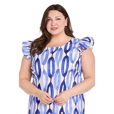 Plus Size R&M Richards Ruffle Sleeve A-Line Dress