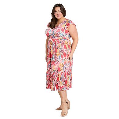 Plus Size R&M Richards Pleated Tiered Dress