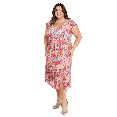 Plus Size R&M Richards Pleated Tiered Dress