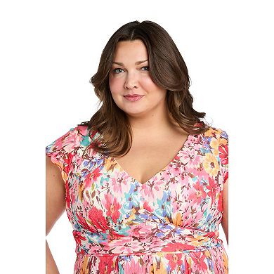 Plus Size R&M Richards Pleated Tiered Dress