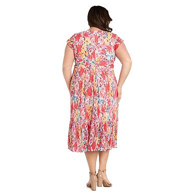 Plus Size R&M Richards Pleated Tiered Dress