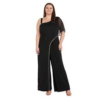 Plus Size R&M Richards Trim Detail Jersey Jumpsuit