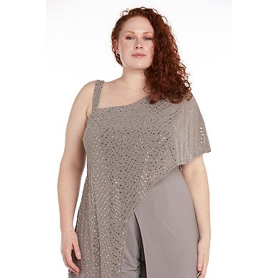 Plus Size R&M Richards Metallic One-Shoulder Jersey Jumpsuit