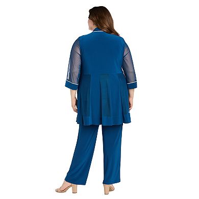Plus Size R&M Richards 2-pc. Mesh Inset Jacket & Mock Pantsuit with Rhinestone Detail Set