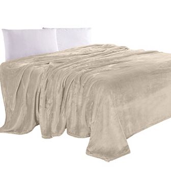 Elegant Comfort Velvet Plush Fleece Blanket Solid Color Design