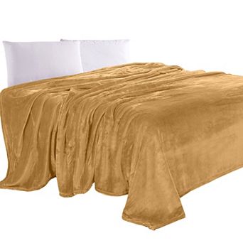 Elegant Comfort Velvet Plush Fleece Blanket Solid Color Design