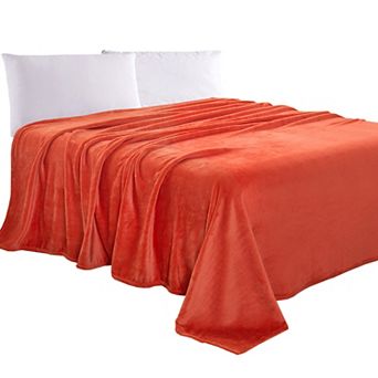 Elegant Comfort Velvet Plush Fleece Blanket Solid Color Design