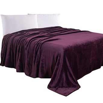 Elegant Comfort Velvet Plush Fleece Blanket Solid Color Design