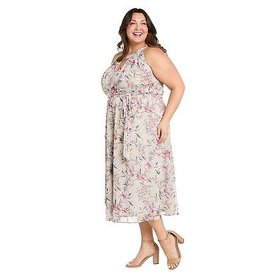 Plus Size R&M Richards Puff Print Power Mesh Blouson Dress