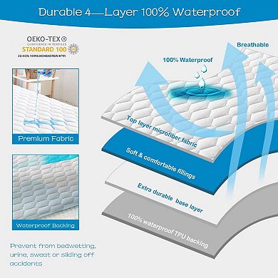 SERWALL 4-Layer Waterproof Soft Mattress Protector, Diamond-shaped Patterns