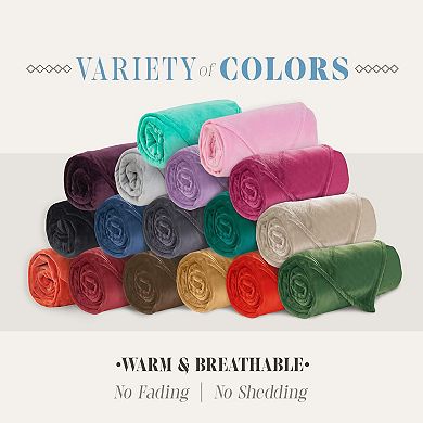 Elegant Comfort Velvet Plush Fleece Blanket Solid Color Design