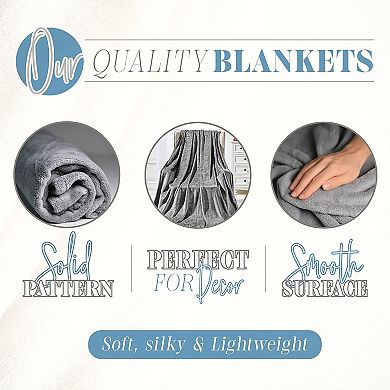 Elegant Comfort Velvet Plush Fleece Blanket Solid Color Design