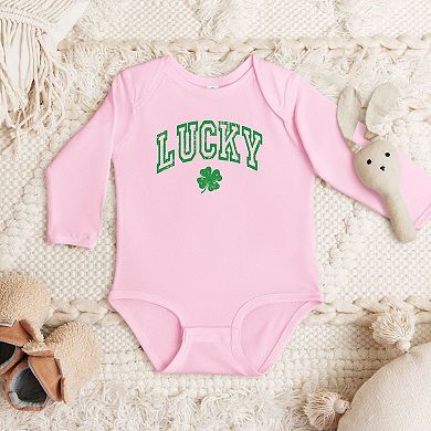 Lucky Clover Distressed Baby Long Sleeve Bodysuit