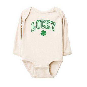 Lucky Clover Distressed Baby Long Sleeve Bodysuit